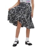 Rebel Life: Typography Black and White Pattern Kids  Ruffle Flared Wrap Midi Skirt