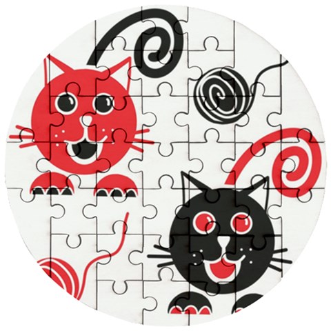 Cat Little Ball Animal Wooden Puzzle Round from ZippyPress
