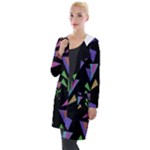 Abstract Pattern Flora Flower Hooded Pocket Cardigan