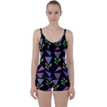 Abstract Pattern Flora Flower Tie Front Two Piece Tankini