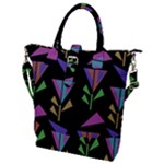Abstract Pattern Flora Flower Buckle Top Tote Bag