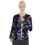 Abstract Pattern Flora Flower Casual Zip Up Jacket
