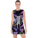 Abstract Pattern Flora Flower Lace Up Front Bodycon Dress