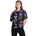 Abstract Pattern Flora Flower One Shoulder Cut Out T-Shirt