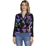 Abstract Pattern Flora Flower Women s Long Sleeve Revers Collar Cropped Jacket