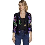 Abstract Pattern Flora Flower Women s Casual 3/4 Sleeve Spring Jacket