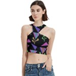 Abstract Pattern Flora Flower Cut Out Top