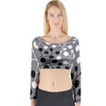 Abstract Nature Black White Long Sleeve Crop Top