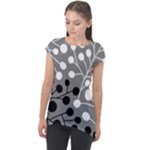 Abstract Nature Black White Cap Sleeve High Low Top