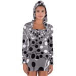 Abstract Nature Black White Long Sleeve Hooded T-shirt