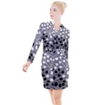 Abstract Nature Black White Button Long Sleeve Dress