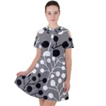 Abstract Nature Black White Short Sleeve Shoulder Cut Out Dress 