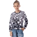 Abstract Nature Black White Kids  Long Sleeve T-Shirt with Frill 