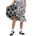 Abstract Nature Black White Kids  Ruffle Flared Wrap Midi Skirt
