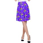 Abstract Background Cross Hashtag A-Line Skirt