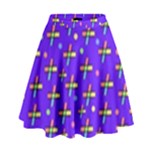 Abstract Background Cross Hashtag High Waist Skirt