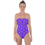 Abstract Background Cross Hashtag Tie Back One Piece Swimsuit