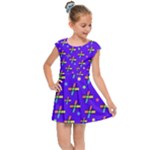 Abstract Background Cross Hashtag Kids  Cap Sleeve Dress