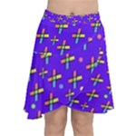 Abstract Background Cross Hashtag Chiffon Wrap Front Skirt