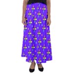 Abstract Background Cross Hashtag Flared Maxi Skirt