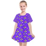 Abstract Background Cross Hashtag Kids  Smock Dress