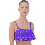 Abstract Background Cross Hashtag Frill Bikini Top