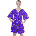 Abstract Background Cross Hashtag Boho Button Up Dress