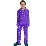 Abstract Background Cross Hashtag Kids  Long Sleeve Velvet Pajamas Set
