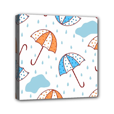 Rain Umbrella Pattern Water Mini Canvas 6  x 6  (Stretched) from ZippyPress
