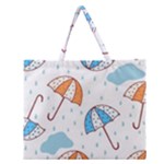 Rain Umbrella Pattern Water Zipper Large Tote Bag