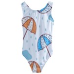 Rain Umbrella Pattern Water Kids  Cut-Out Back One Piece Swimsuit