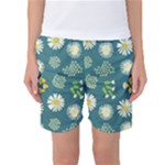 Drawing Flowers Meadow White Women s Basketball Shorts