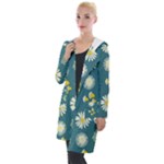 Drawing Flowers Meadow White Hooded Pocket Cardigan