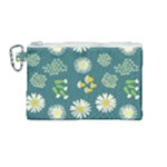 Drawing Flowers Meadow White Canvas Cosmetic Bag (Medium)