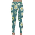 Drawing Flowers Meadow White Lightweight Velour Classic Yoga Leggings