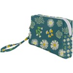 Drawing Flowers Meadow White Wristlet Pouch Bag (Small)