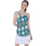 Drawing Flowers Meadow White Racer Back Mesh Tank Top