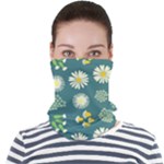 Drawing Flowers Meadow White Face Seamless Bandana (Adult)