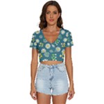 Drawing Flowers Meadow White V-Neck Crop Top