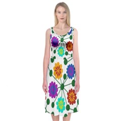 Bloom Plant Flowering Pattern Midi Sleeveless Dress from ZippyPress