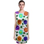 Bloom Plant Flowering Pattern Sleeveless Velvet Midi Dress