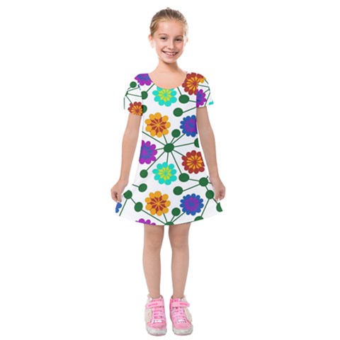 Bloom Plant Flowering Pattern Kids  Short Sleeve Velvet Dress from ZippyPress