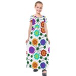 Bloom Plant Flowering Pattern Kids  Short Sleeve Maxi Dress