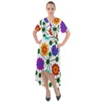 Bloom Plant Flowering Pattern Front Wrap High Low Dress
