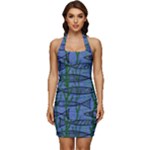 Fish Pike Pond Lake River Animal Sleeveless Wide Square Neckline Ruched Bodycon Dress