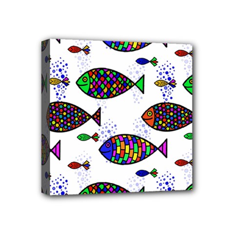 Fish Abstract Colorful Mini Canvas 4  x 4  (Stretched) from ZippyPress