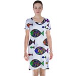 Fish Abstract Colorful Short Sleeve Nightdress
