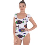 Fish Abstract Colorful Short Sleeve Leotard 