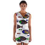 Fish Abstract Colorful Wrap Front Bodycon Dress