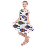 Fish Abstract Colorful Kids  Short Sleeve Dress